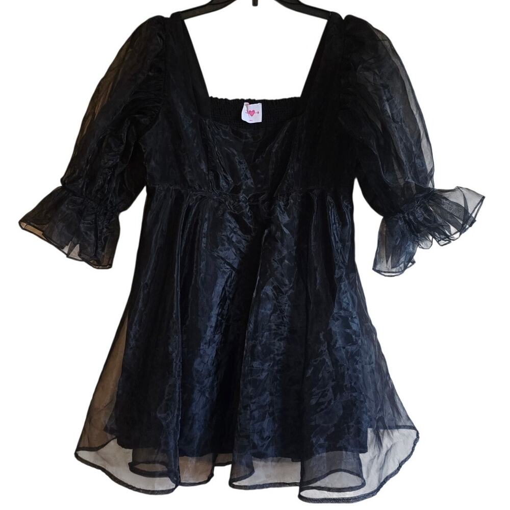 Buddy Love Colby Black Puff Sleeve Babydoll Dress